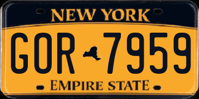 NY license plate GOR7959