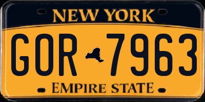 NY license plate GOR7963