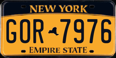 NY license plate GOR7976