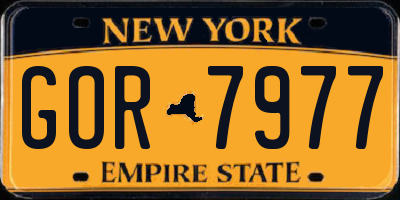 NY license plate GOR7977