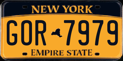 NY license plate GOR7979