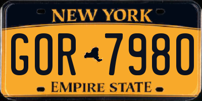 NY license plate GOR7980