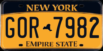 NY license plate GOR7982