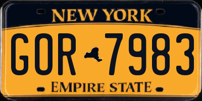 NY license plate GOR7983