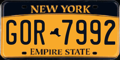 NY license plate GOR7992