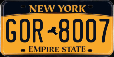 NY license plate GOR8007