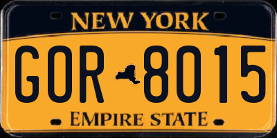 NY license plate GOR8015
