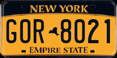 NY license plate GOR8021