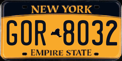 NY license plate GOR8032