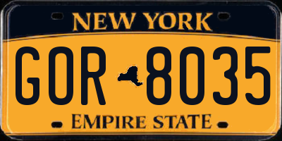 NY license plate GOR8035