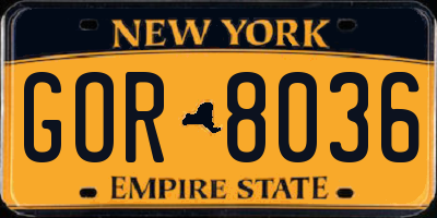 NY license plate GOR8036