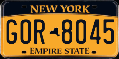 NY license plate GOR8045