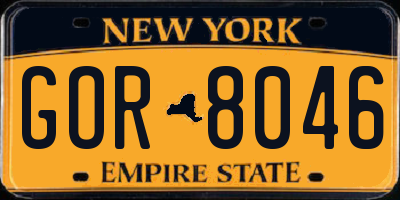 NY license plate GOR8046