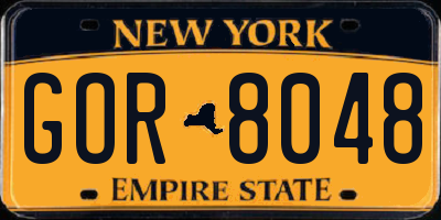 NY license plate GOR8048