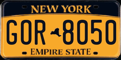 NY license plate GOR8050