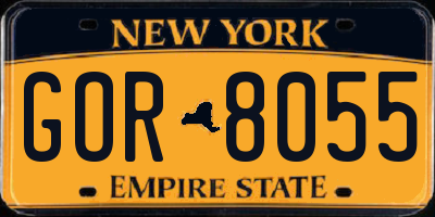 NY license plate GOR8055