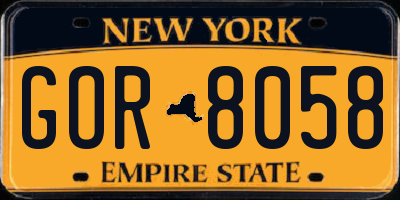 NY license plate GOR8058