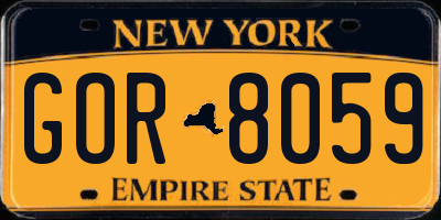 NY license plate GOR8059