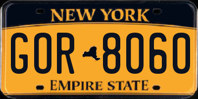 NY license plate GOR8060