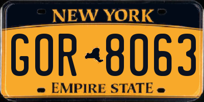 NY license plate GOR8063