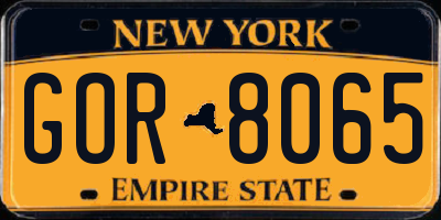 NY license plate GOR8065
