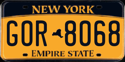 NY license plate GOR8068