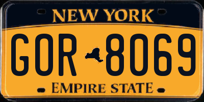 NY license plate GOR8069