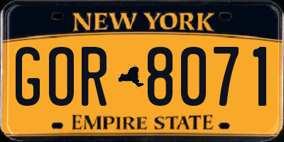 NY license plate GOR8071
