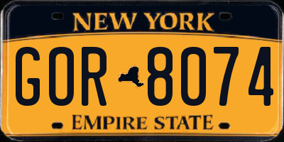 NY license plate GOR8074