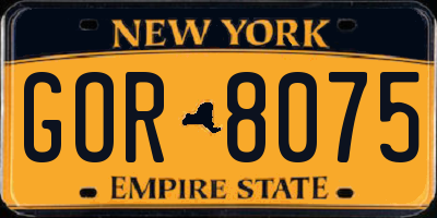 NY license plate GOR8075