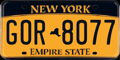 NY license plate GOR8077