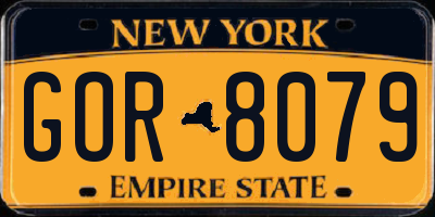 NY license plate GOR8079