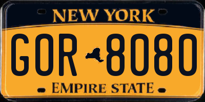 NY license plate GOR8080