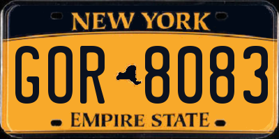 NY license plate GOR8083
