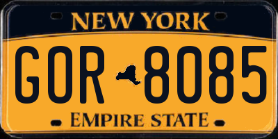 NY license plate GOR8085