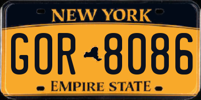 NY license plate GOR8086