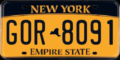 NY license plate GOR8091