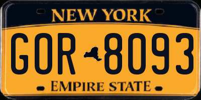 NY license plate GOR8093