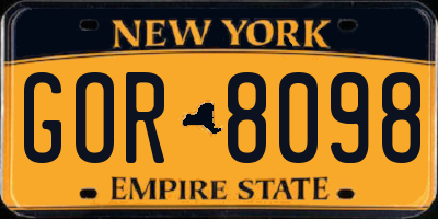 NY license plate GOR8098