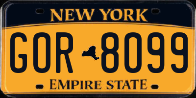 NY license plate GOR8099