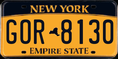 NY license plate GOR8130