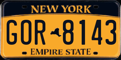 NY license plate GOR8143