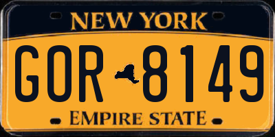 NY license plate GOR8149
