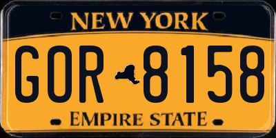 NY license plate GOR8158