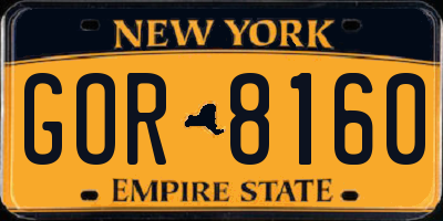 NY license plate GOR8160
