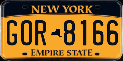 NY license plate GOR8166