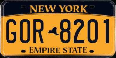 NY license plate GOR8201