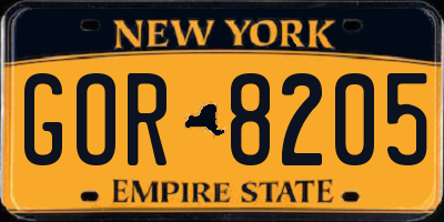 NY license plate GOR8205