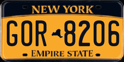 NY license plate GOR8206