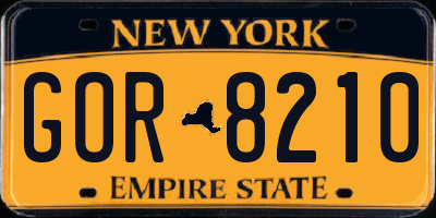 NY license plate GOR8210